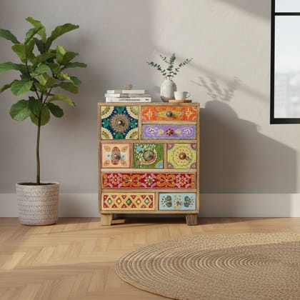 Hand-Painted Wooden Chest of Drawers Bedside