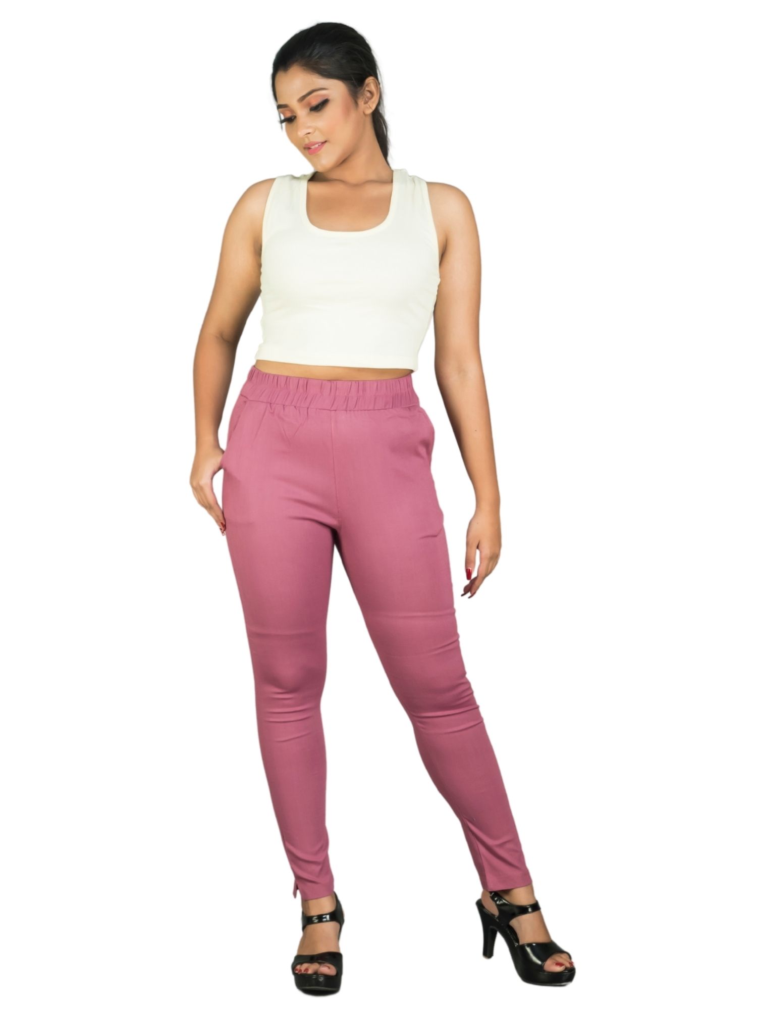 161RVT 4Cats Free Size Trendy Straight Pants - Berry
