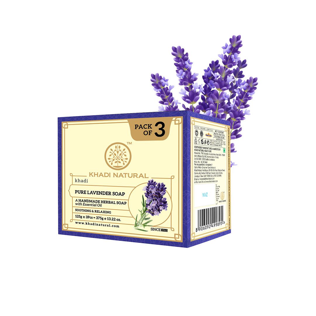 Khadi Natural Herbal Pure Lavender Soap Combo Pack Of 3 – 125gm Each