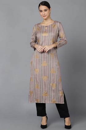 Grey Cotton Straight Kurta VCK8708
