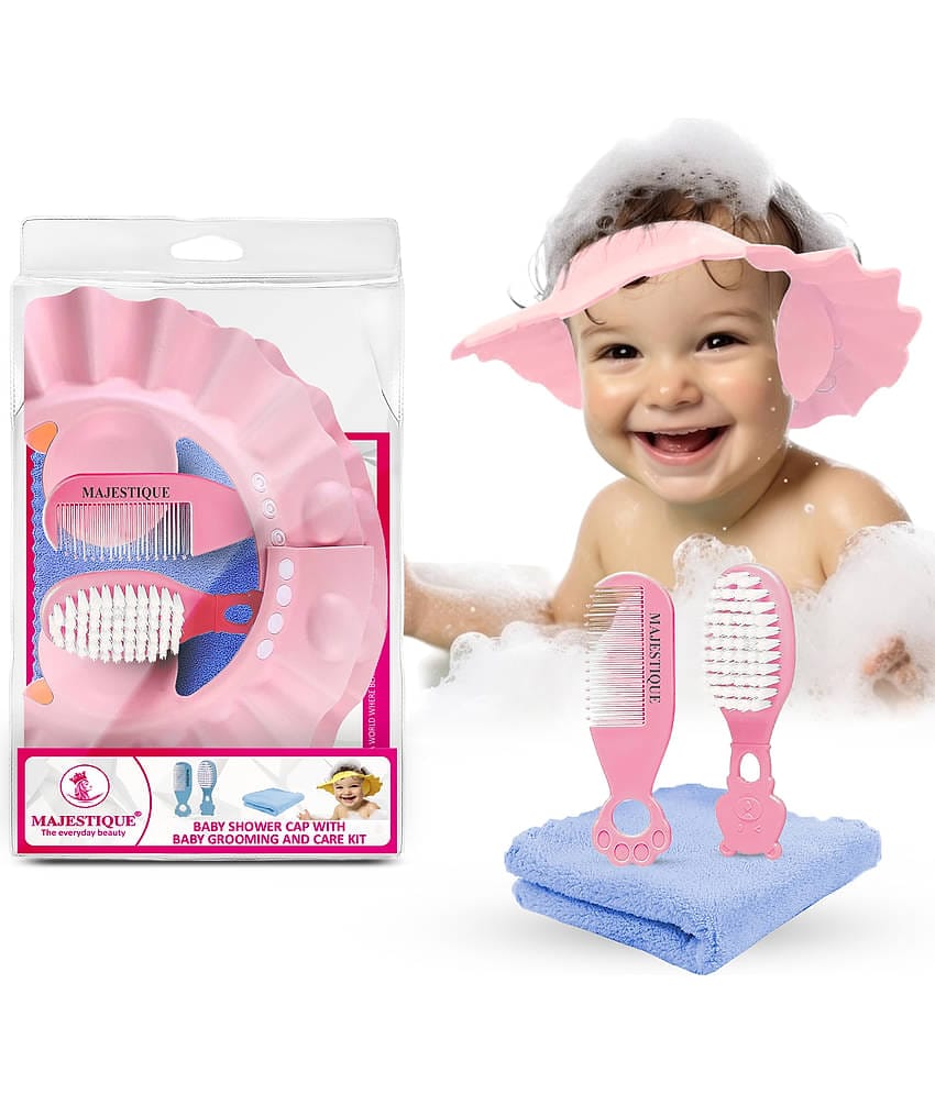 Majestique Baby Shower Cap with Baby Grooming and Care Kit, Baby Bath Accessories - 4Pcs/Multicolor