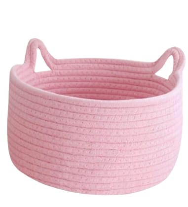 Generic Cotton Pack Of_1 Plain Cat Basket 9x5 Inch (Pink)-PID66455