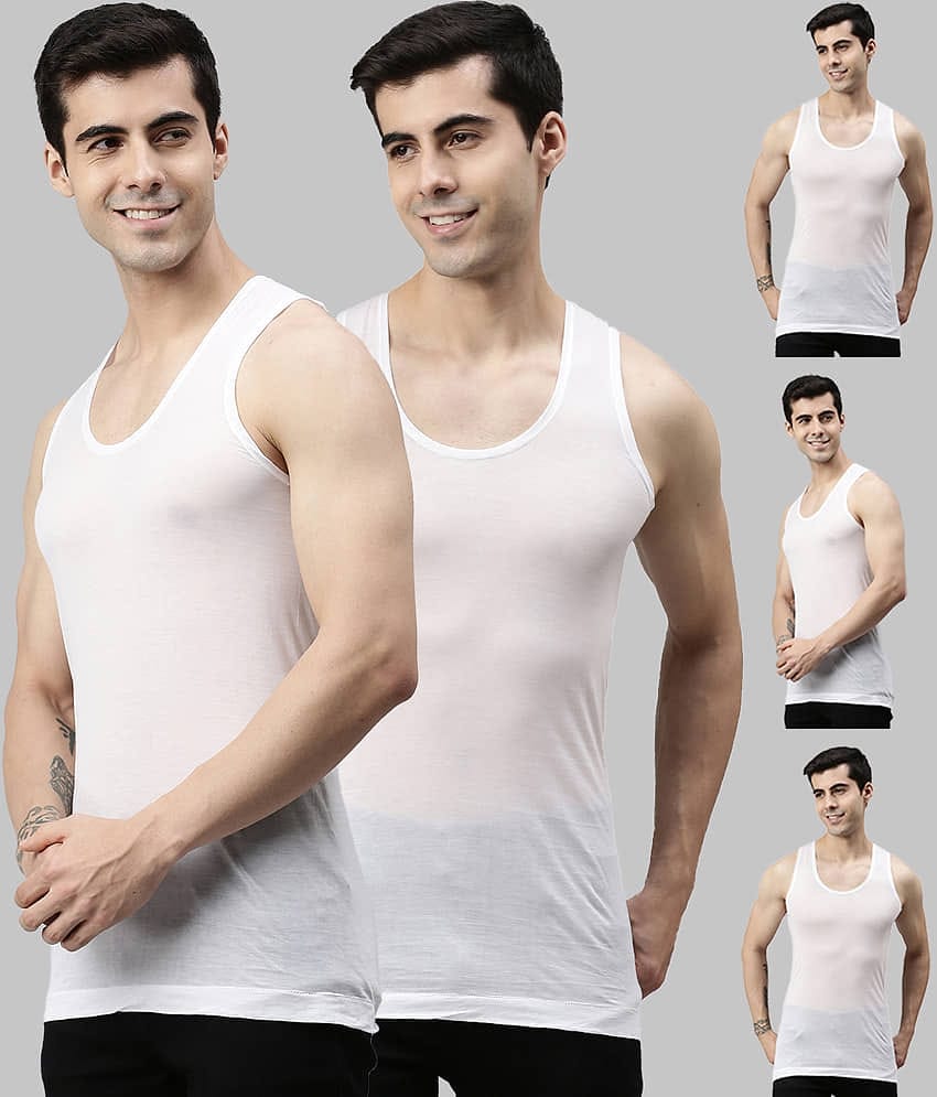 Pack of 5 Lux Cozi - White Cotton Blend Men's Vest