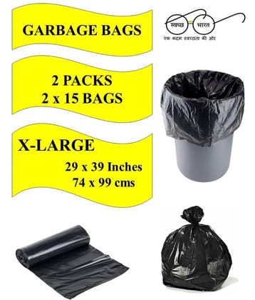 Navrachana Garbage Bags| X-Large:29X39 |2 Packs of 15 Pcs-30 Pcs | Recyclable Garbage Dustbin Bags - Black