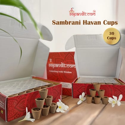 Sambrani Hawan Cups Made with Cow Dung 30 Pieces