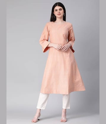 Hritika - Peach Cotton Blend Women's A-line Kurti ( Pack of 1 )