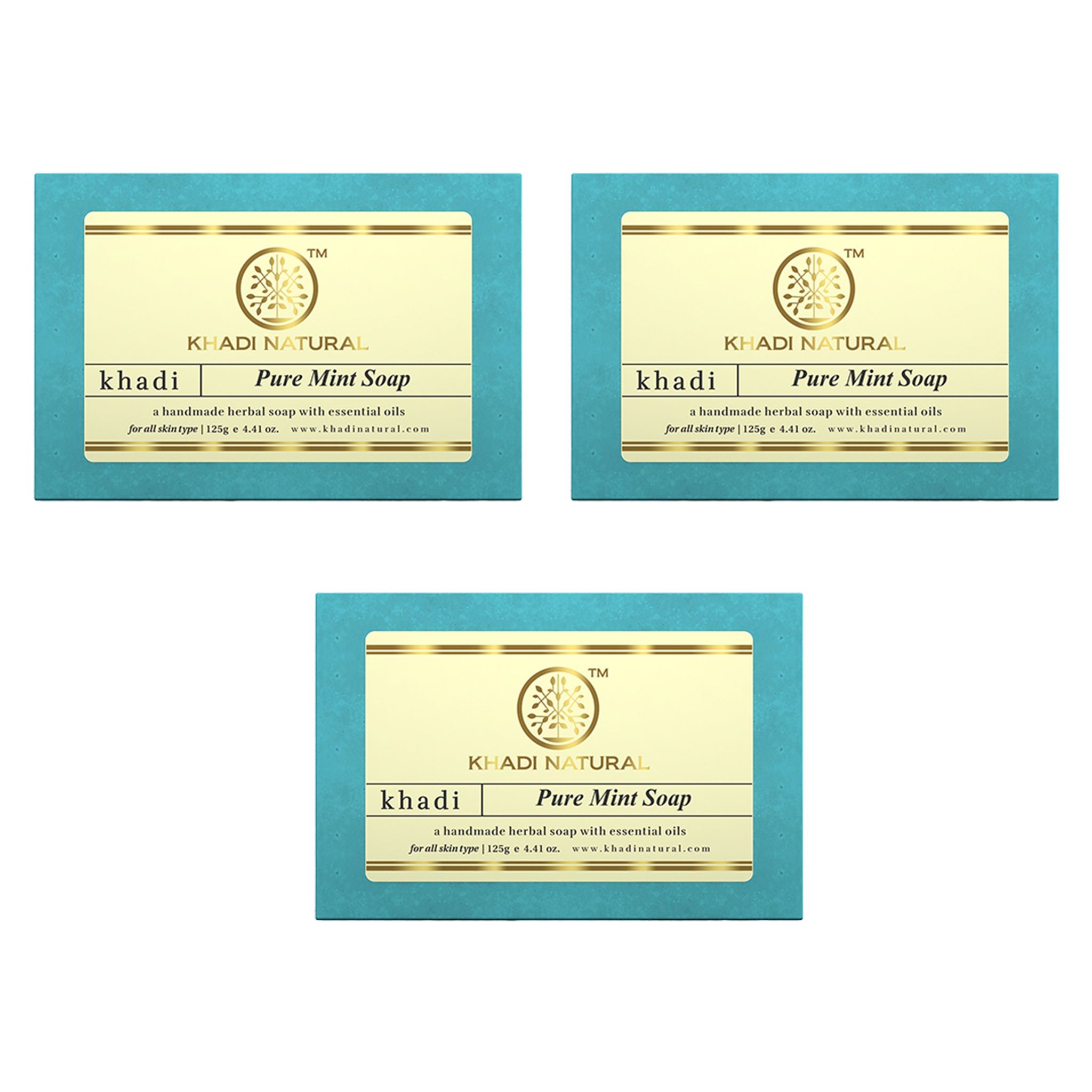 Khadi Natural Pure Mint Soap Combo Pack Of 3 – 125gm Each