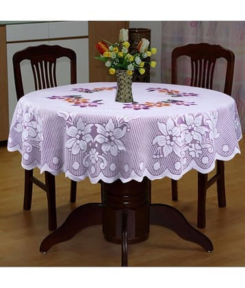 Embroidered Cotton 4 Seater Round Table Cover ( 152 x 152 ) cm Pack of 1 Purple