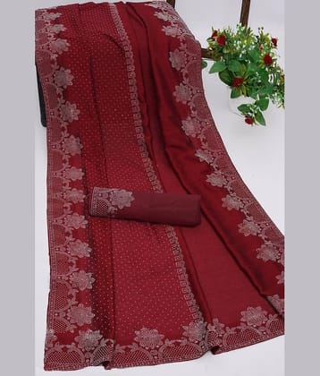 Shivadit ethnic Georgette Self Design Saree With Unstitched Blouse Piece ( Green )