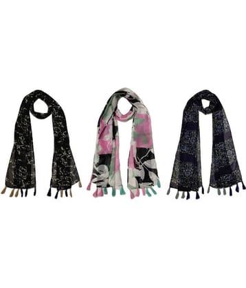 stolevilla Multi Printed Poly Cotton Yarn Stoles ( Pack of 3 )