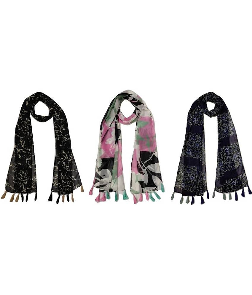 stolevilla Multi Printed Poly Cotton Yarn Stoles ( Pack of 3 )