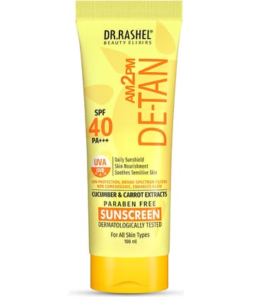 DR.RASHEL De-Tan SPF 40 PA +++ Sunscreen for Sun protection for all skin types (100 ml,Pack of 1)