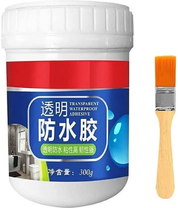 GEEO Crack Seal Glue 300gm with Brush Transparent Waterproof Glue for Roof Leakage Crack Seal Agent Roof Water Leakage Solution Water Proof Glue Transparent Glue Waterproofing for Pipe Wall Tiles