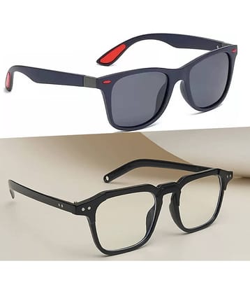 Elligator Multicolor Rectangular Sunglasses ( Pack of 2 )