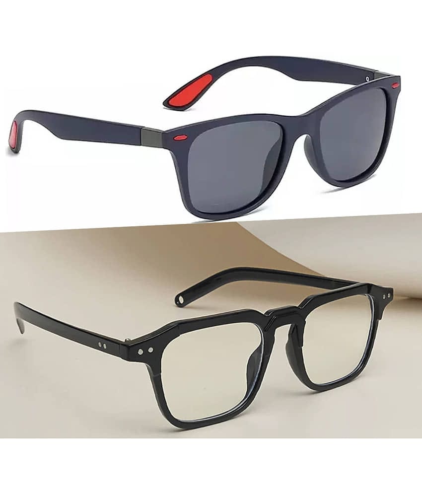 Elligator Multicolor Rectangular Sunglasses ( Pack of 2 )