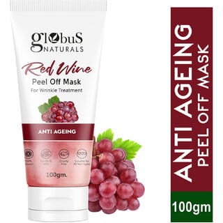 Globus Naturals Red Wine Peel off Mask for Wrinkle Treatment, Anti ageing Formula, Suitable for All Skin Types, 100 gm