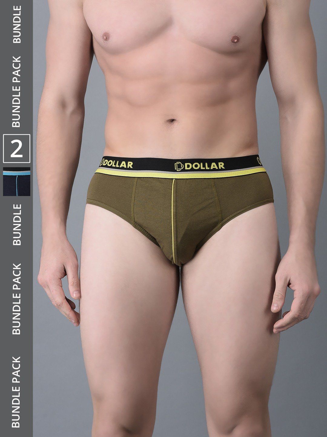 Men's Assorted Pack of 2 Combed Cotton Solid Brief With Illuminating Waistband Logo