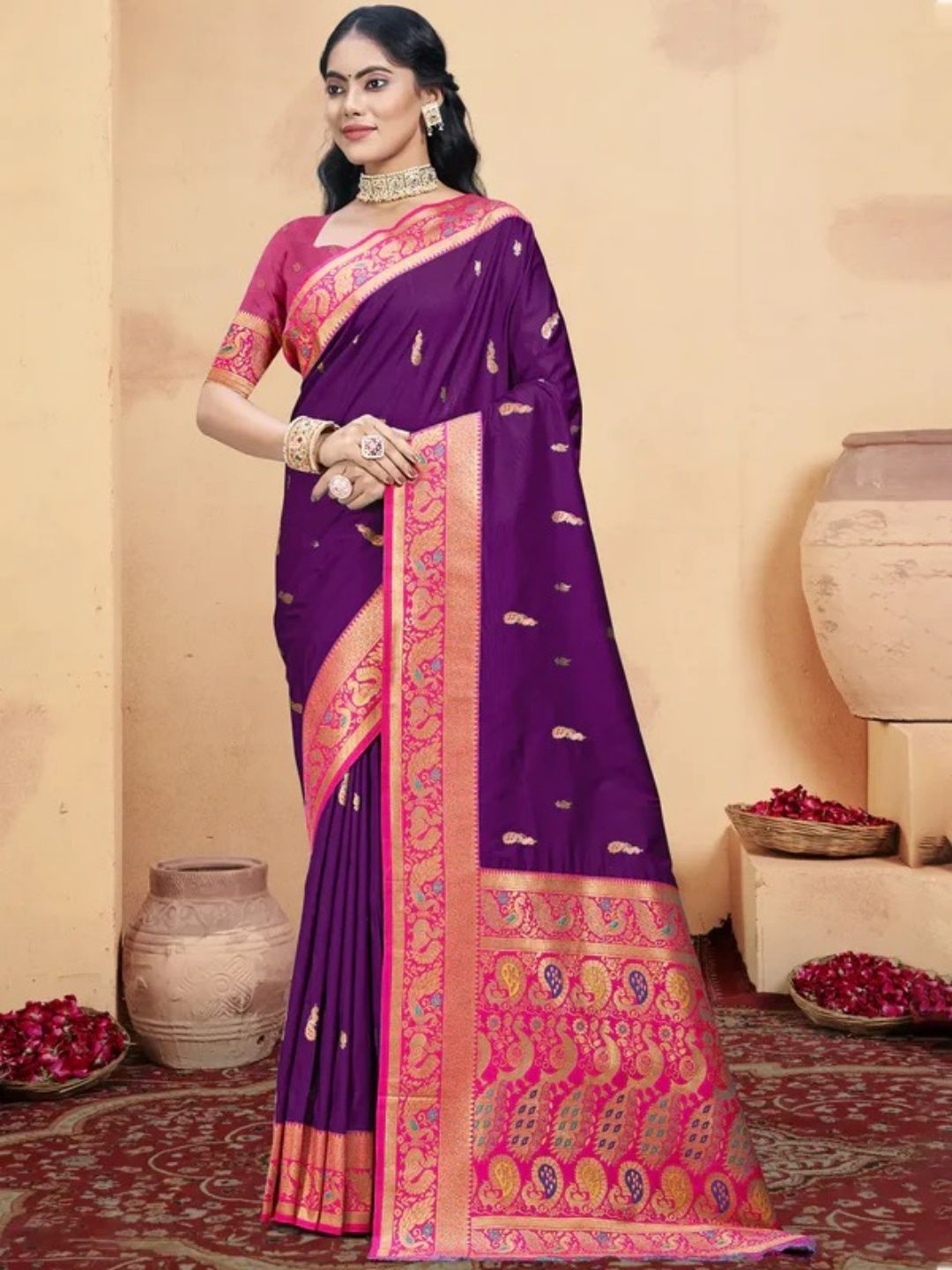 Wine Silk Saree