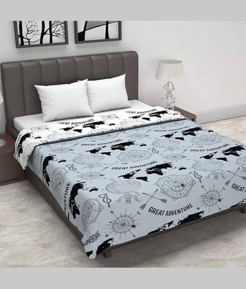 DIVINE CASA Double Polyester Gray Geometrical Dohar