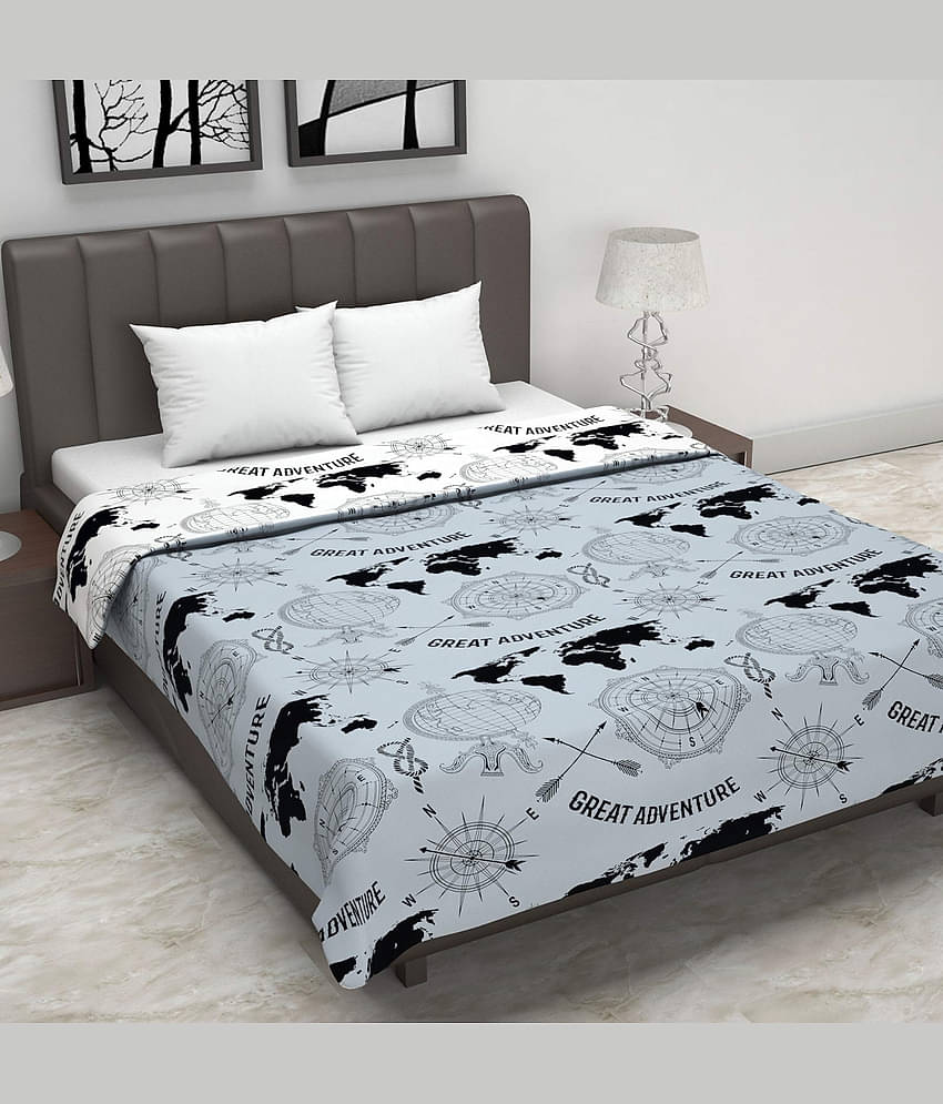 DIVINE CASA Double Polyester Gray Geometrical Dohar