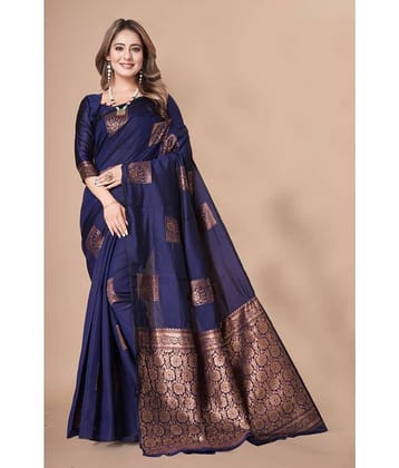 Indesa Banarasi Silk Woven Saree With Unstitched Blouse Piece ( SkyBlue )