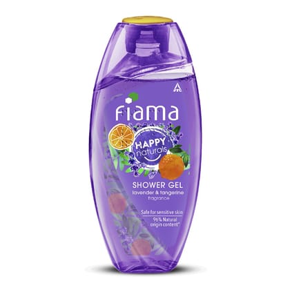 Fiama Body Wash Shower Gel Happy Naturals, 250ml bottle, with Lavender & Tangerine Fragrance Bodywash, 96% natural origin content, for All Skin Types