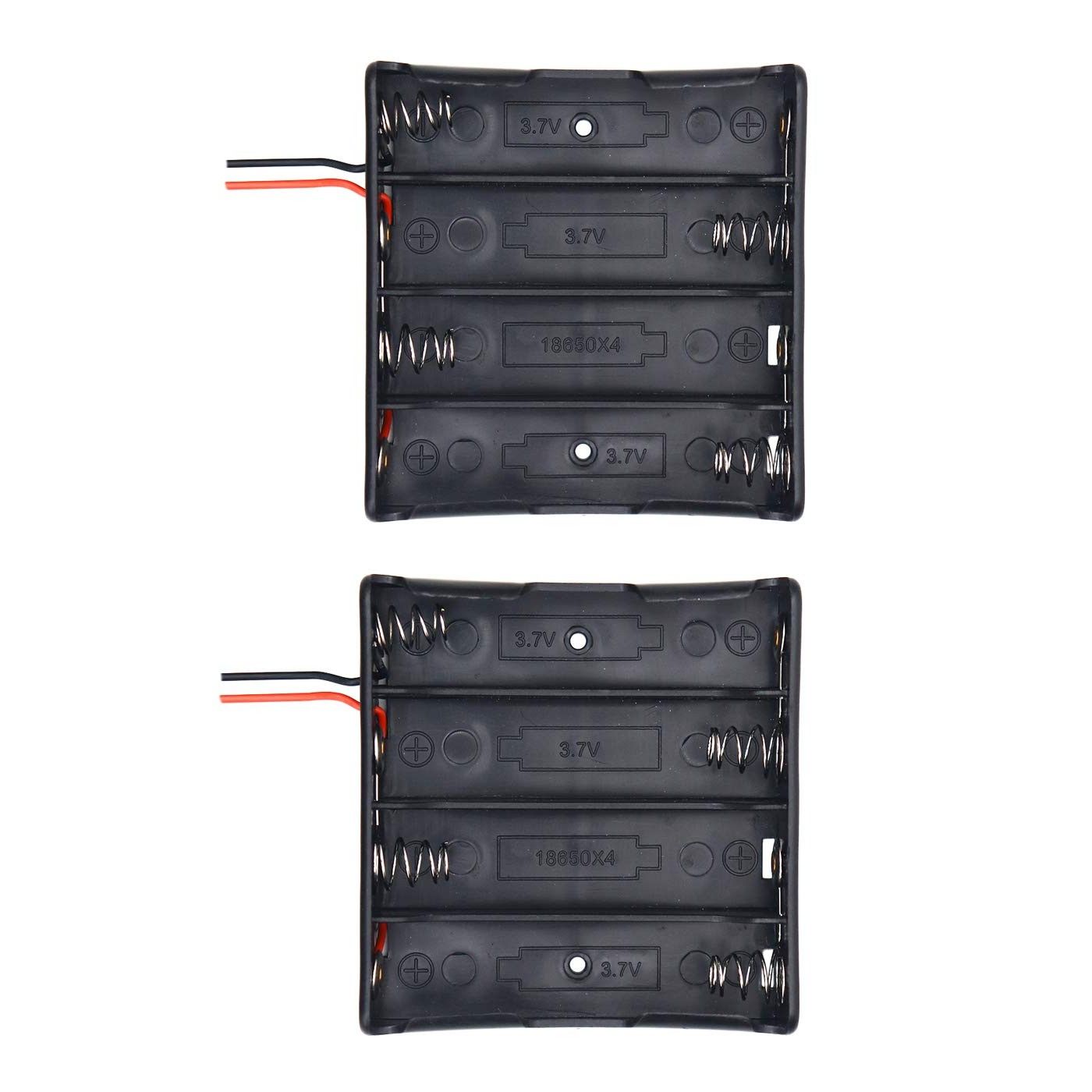 2Pcs 18650 Battery Holder Box 4 Slots With Wire Leads