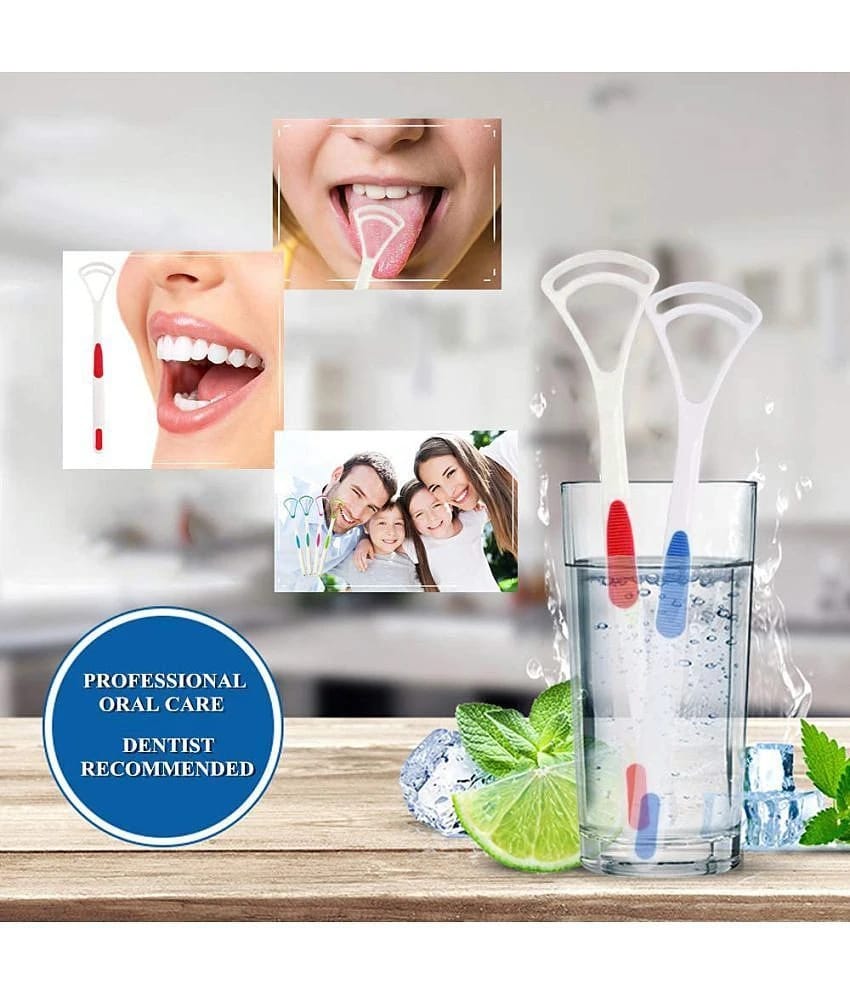 Gatih Oral Care Tongue Cleaning Scraper Multicoloured 2 Pcs Pack of 2