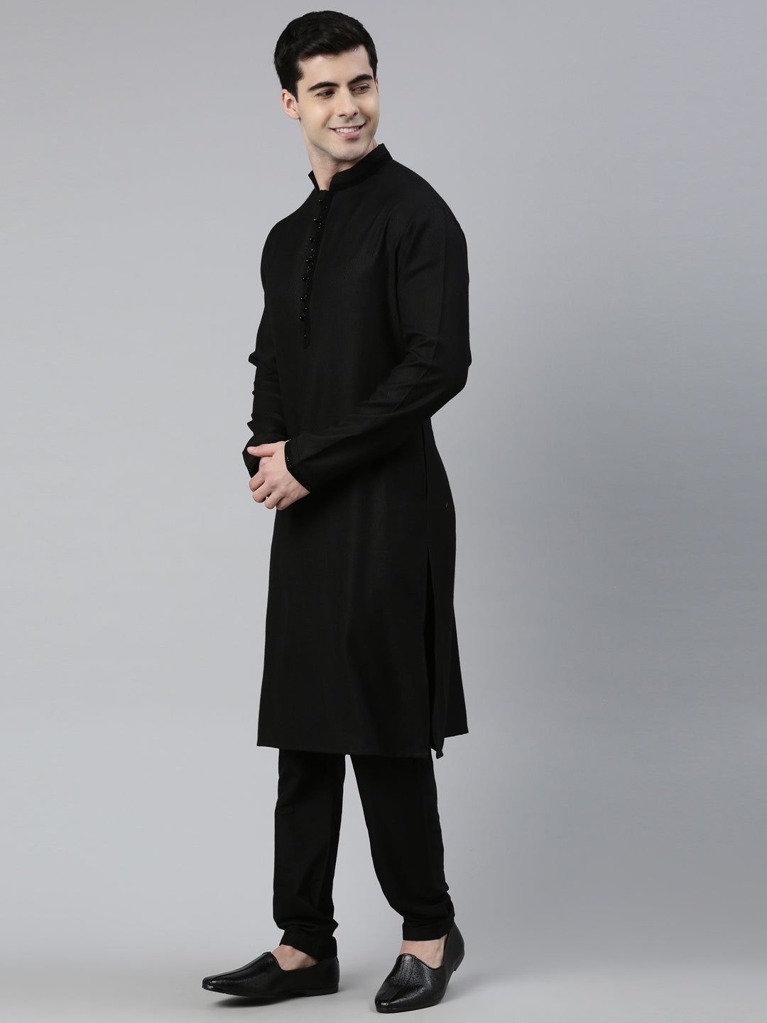 Black Cotton Kurta Set-Made To Measure / Only Kurta - No Lowers