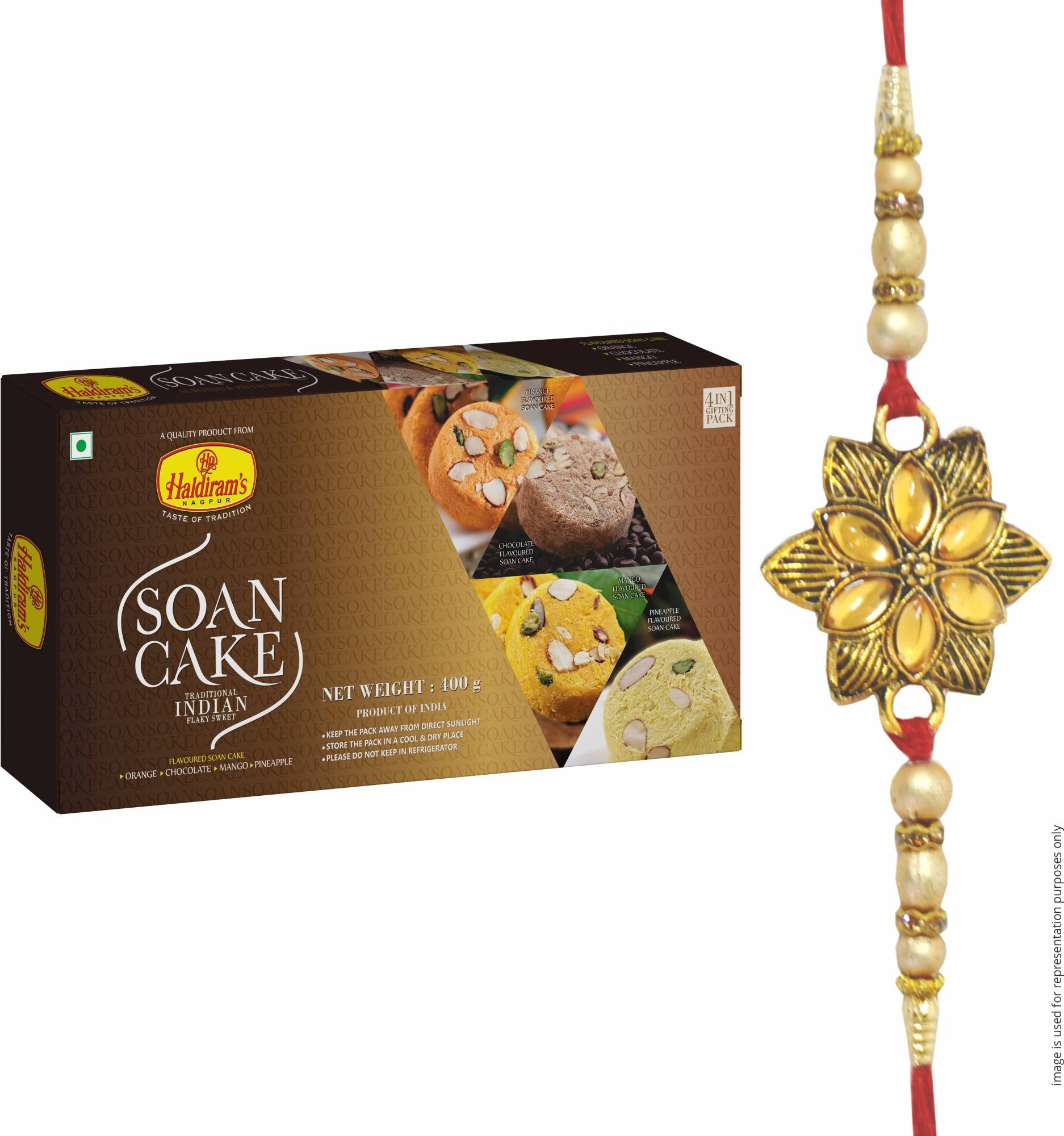 Haldiram's Soan Cake Multi Flavoured with Rakhi Assorted Gift Box (Multicolor)