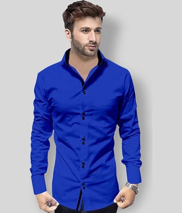 P&V - Blue Cotton Blend Slim Fit Men's Casual Shirt (Pack of 1)