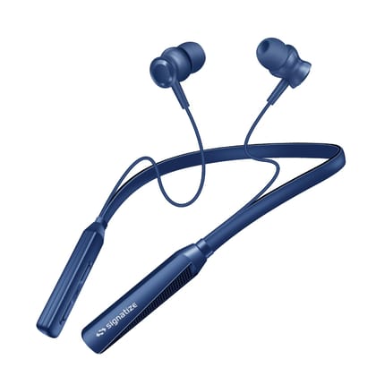 SIGNATIZE Bluetooth Earphones with 10mm Drivers, Rich Music Experience, 50 Hours Playtime, Type C Fast Charging, Neckband Earphones with Voice Assistant (Blue)