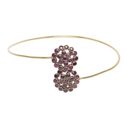 Gold-Plated Maroon Anitque Jadau Kundan Bracelet