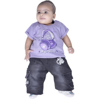 Kid Kupboard Cotton Baby Girls T-Shirt, Light Purple, Half-Sleeves, 3-6 Months KIDS7057