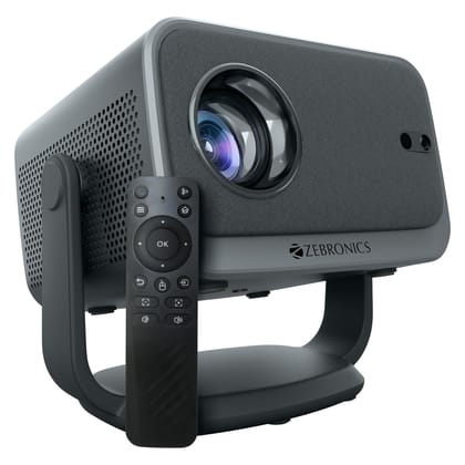 ZEBRONICS PIXAPLAY 67, Smart LED Projector, 9000 Lumens, 4K Support, 150 Inches Screen Size, Auto [ Focus | Keystone ], BT v5.2, HDMI, USB, RJ45, WiFi, 1080p Native, APP Support, BT Remote, Miracast ZEBRONICS PIXAPLAY 67, Smart LED Projector, 9000 Lumens