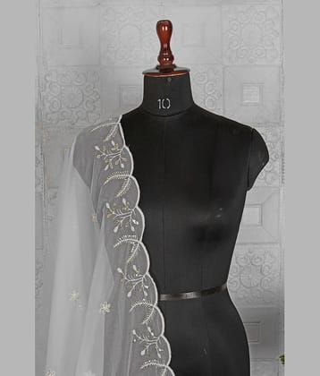 Jignisha Fashion Organza Women Dupatta ( White , Pack of 1 )