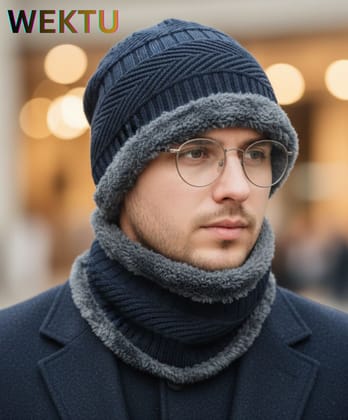 Wektu Ultimate Winter Warmth: Premium Knit Beanie Hat & Scarf Set/