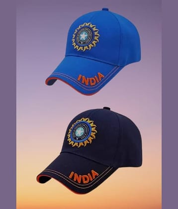 BAYEMA Pack of 2 Cotton Men's Cap ( Blue )