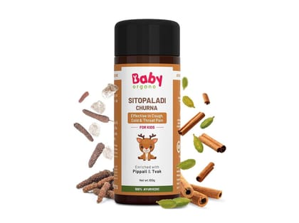 BabyOrgano Sitopaladi Churna | Ayurvedic Classical Remedy for Cough, Cold & Sore Throat | 100% Ayurvedic | 1+ Years