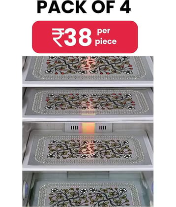 Generic PVC Floral Fridge Mats ( 43 29 ) Pack of 4 - Multicolor