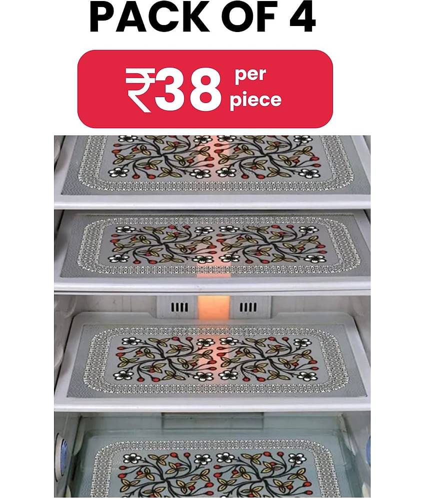 Generic PVC Floral Fridge Mats ( 43 29 ) Pack of 4 - Multicolor