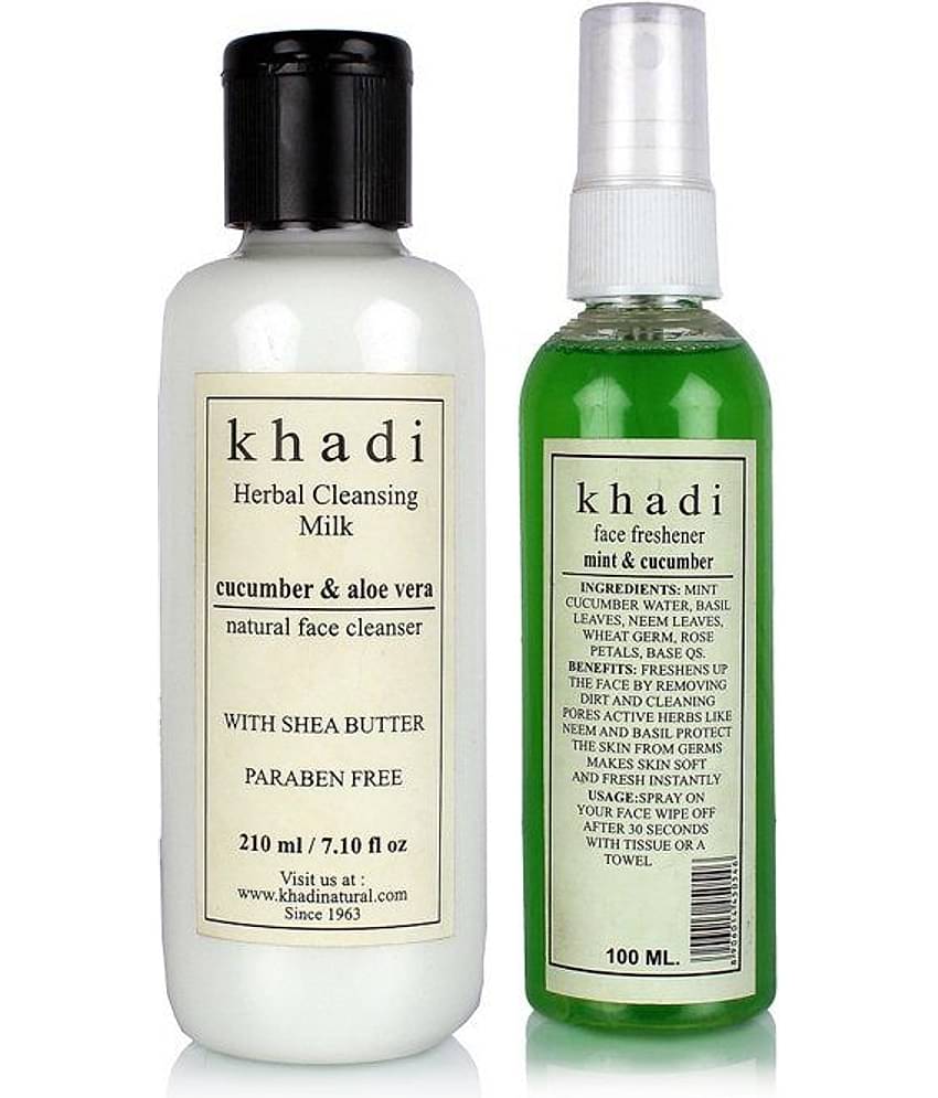 Khadi Cucumber Cool Combo:  Khadi Cucumber & Aloe Vera  Cleansing Milk+ Mint & Cucumber-310ml