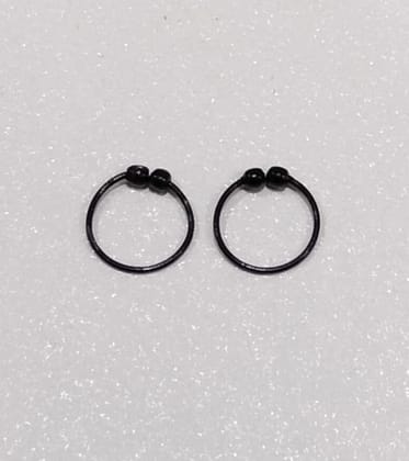Nose Ring Black 2 Boll Rhodium Plated Brass, Metal, Alloy, Stone Nose Ring Pack of 2
