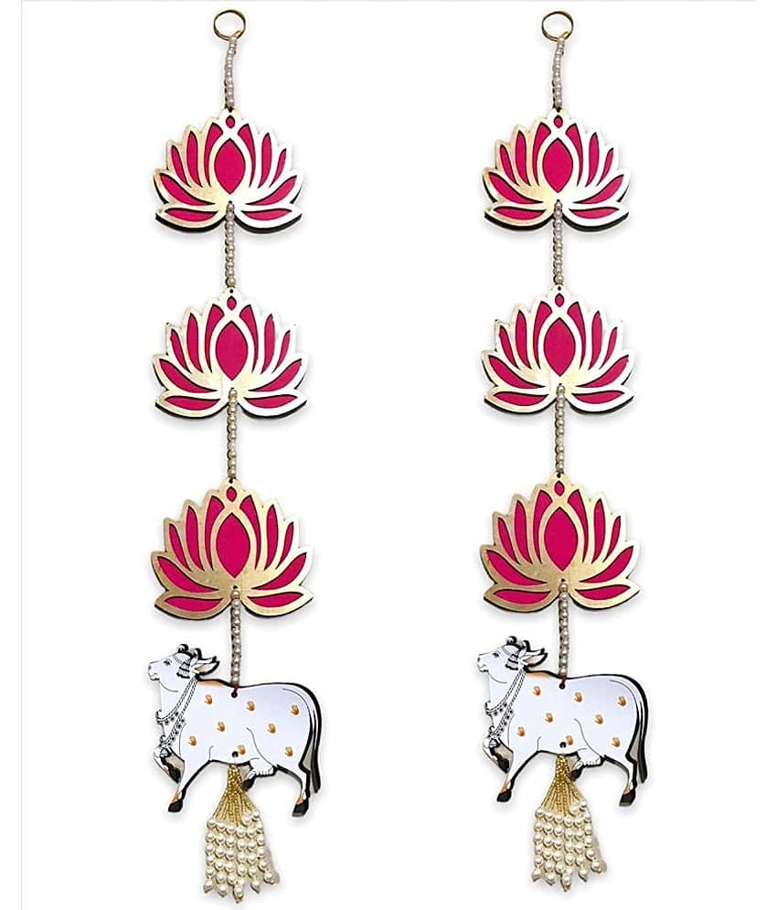 THRIFTKART MDF Pichwai Cows Door Hanging Multi - Pack of 2