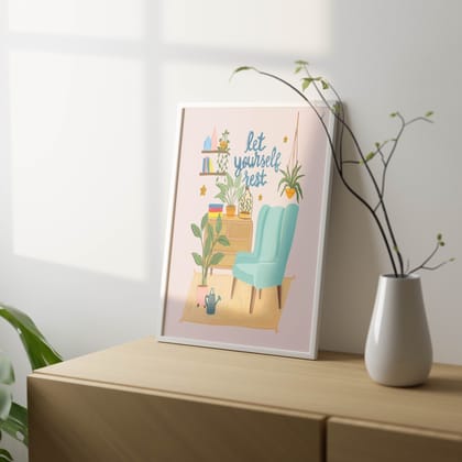 Let Yourself Rest Wall Art Frame-8x10 inches / White Frame