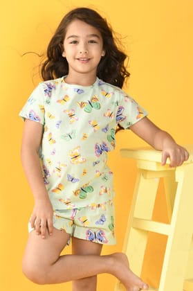 BUTTERFLY SLEEPWEAR SHORT SET - GREEN-0-6 MONTHS / 2N / Green