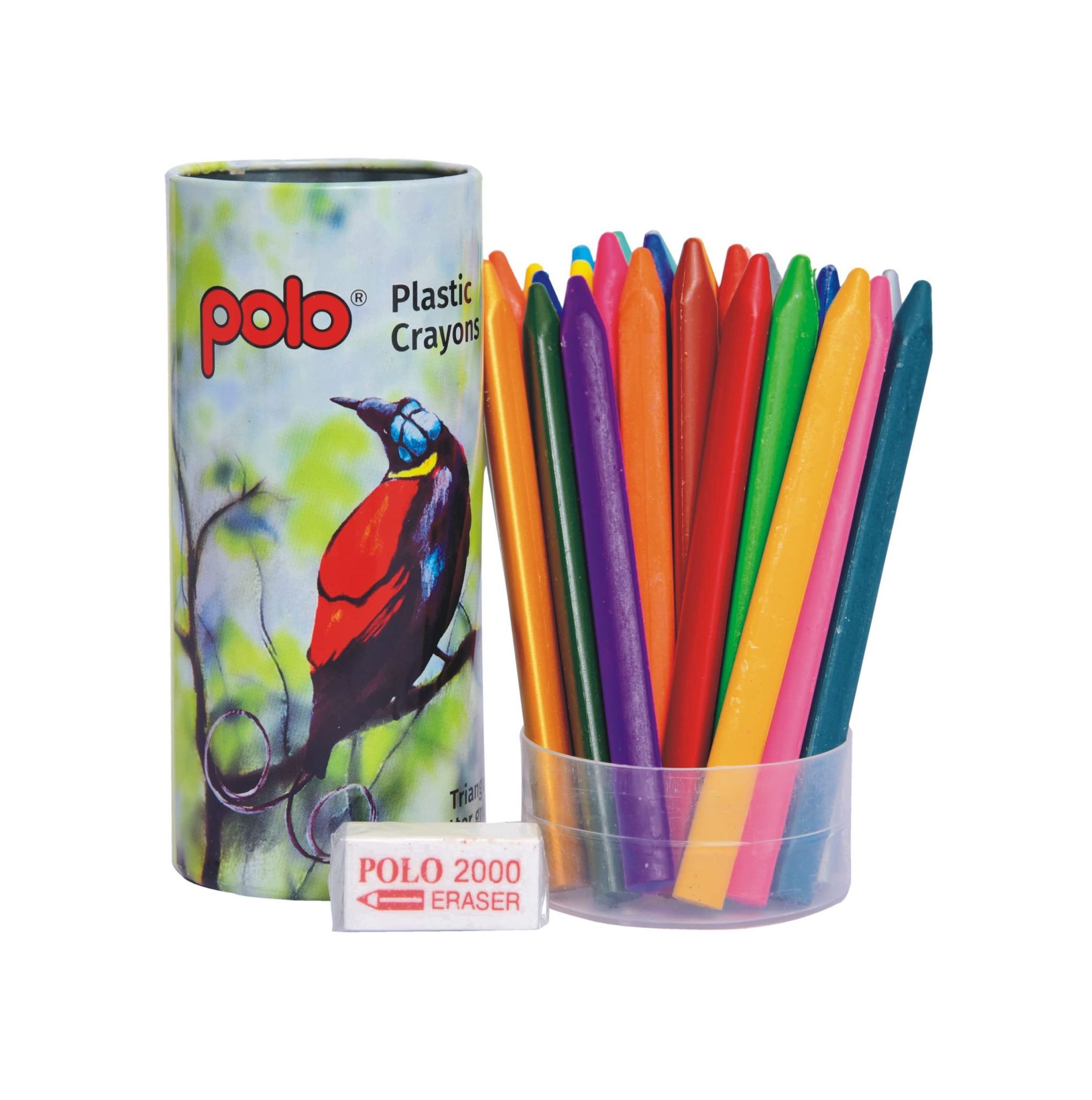 polo Plastic Crayons - 28 Bright Shades in Durable Tin Box, Non-Toxic & Easy-to-Use Crayons for Kids, Ideal for Drawing, Coloring, and Creative Projects