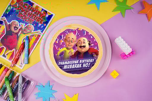 Motu Patlu Fun-filled Pineapple Delight Cake