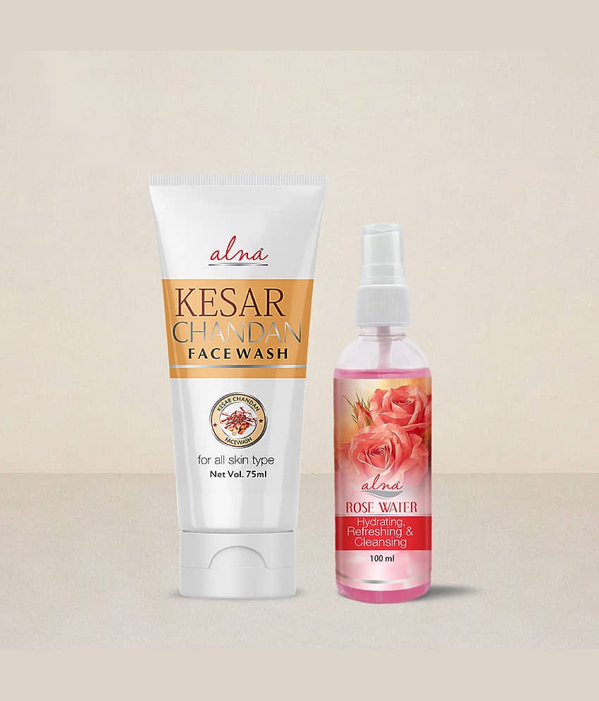 Alna Kesar Chandan Face Wash 75ml with Rose Water 100ml , Pack of 2