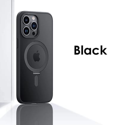 iPhone 13 Series Magnetic Adsorption Matte Finish Magsafe Case With Aluminum Alloy Stand-iPhone 13 Pro Max / Black